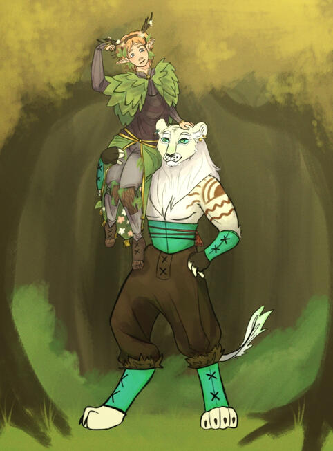 Lion is my Original Character, Elf belongs to Caralina_ on Artfight